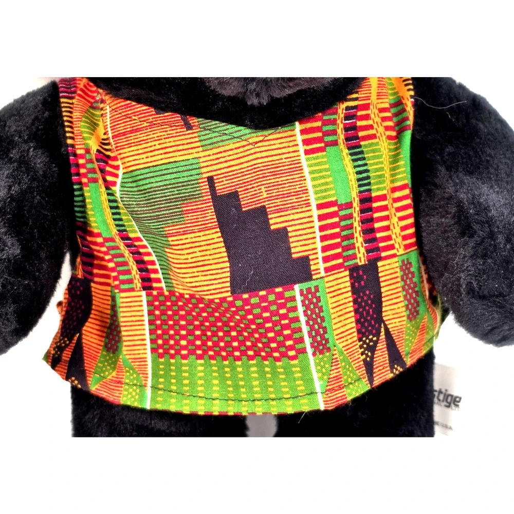 Rare 1993 Prestige International CHAKA BEAR Plush With Traditional African Cloth